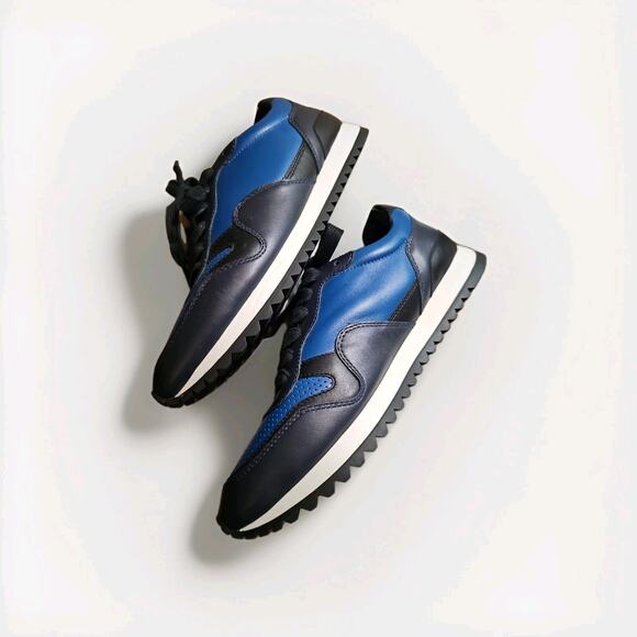 Coach Carter PERF RUNNER Sneakers Low Cut Leather FG1600 Blue Black Size 8D - Picture 2 of 16